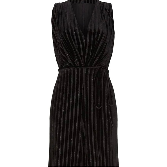 Adam Lippes Black Wide-Leg Jumpsuit with V-Neckline and High-Waisted Design - Picture 3 of 6